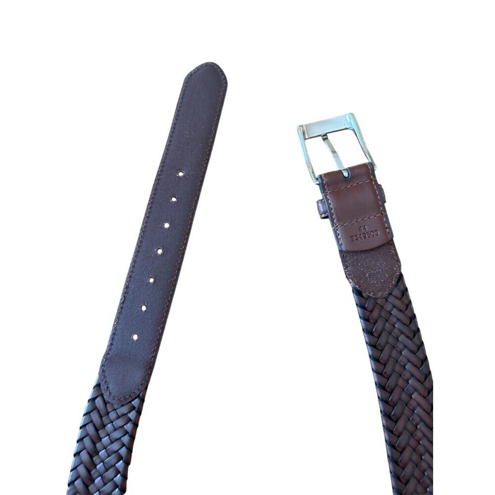 CTM Mens Belt Brown Braided Size 44 Silver Buckle - Picture 3 of 6